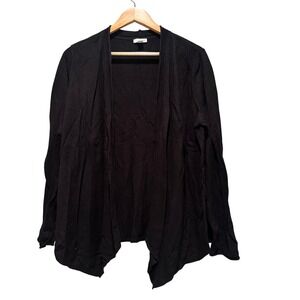 J.Jill Black Open Cardigan Sweater Cotton Silk Wool Size Large Minimalist Work‎